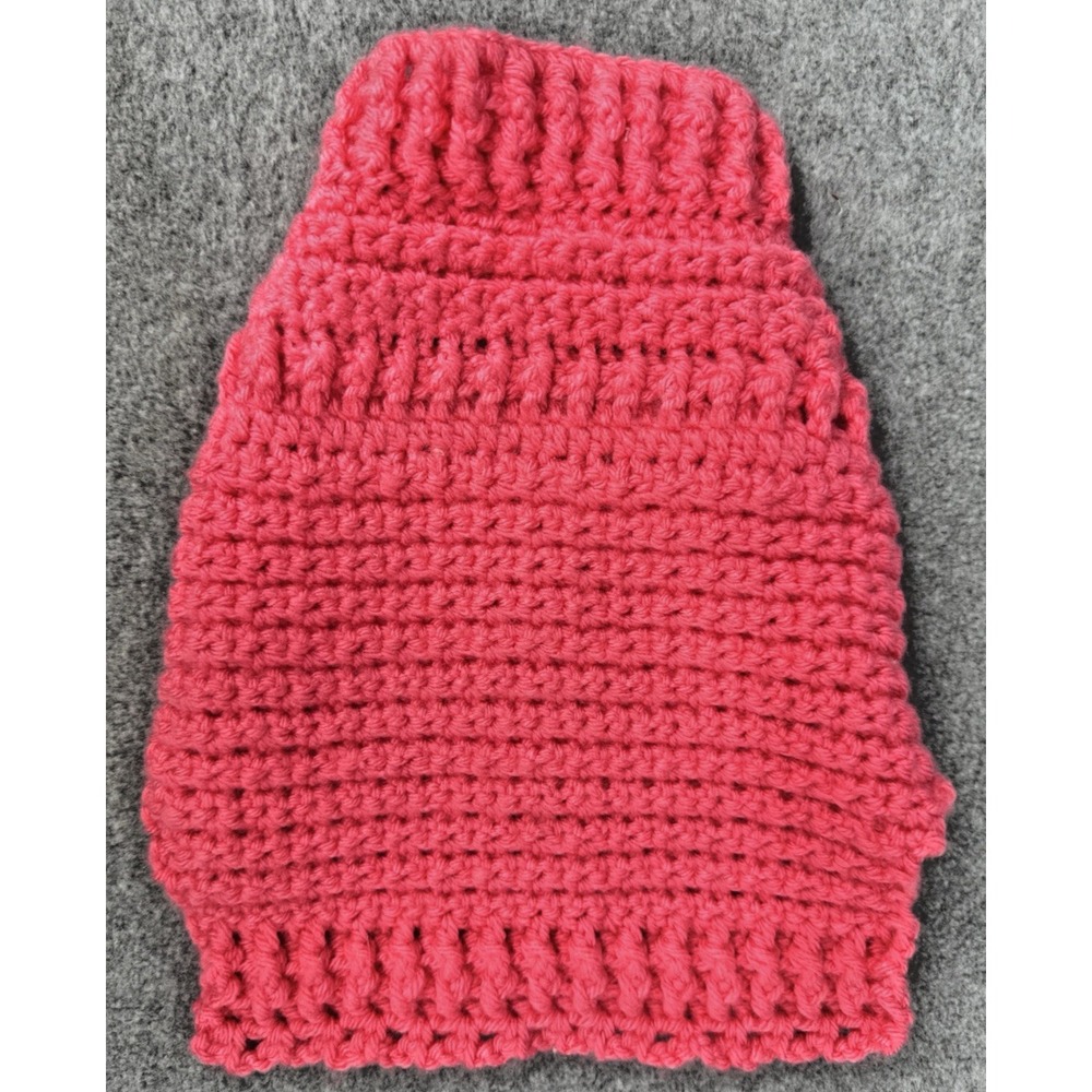 Extra Small Dog Sweater Crochet Bright Pink Rhinestoneā Button